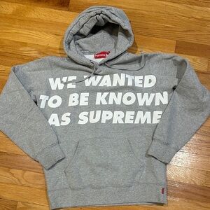 Supreme Gray Hoodie with Bold White Text